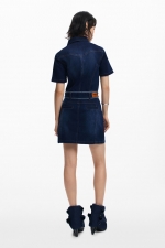 Rochie mini din denim albastru cu buzunare