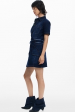 Rochie mini din denim albastru cu buzunare