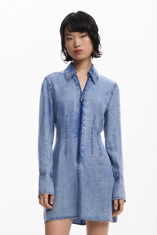 Rochie scurtă denim albastru deschis, slim