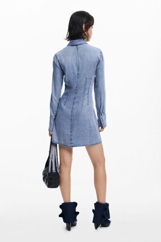 Rochie scurtă denim albastru deschis, slim
