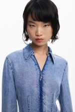 Rochie scurtă denim albastru deschis, slim