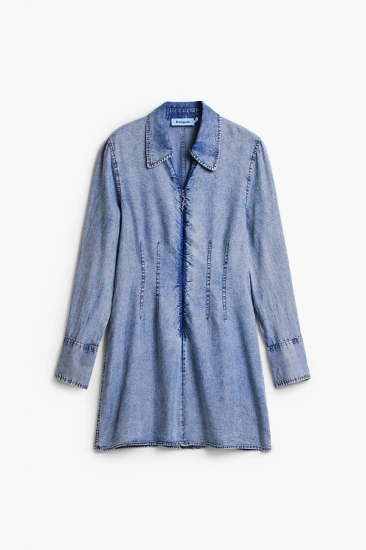 Rochie scurtă denim albastru deschis, slim