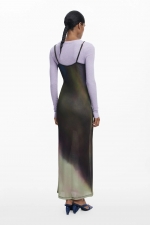 Rochie midi slip cu imprimeu blur și bluză detașabilă