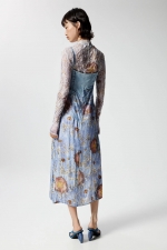 Rochie midi cu dantelă și print floral