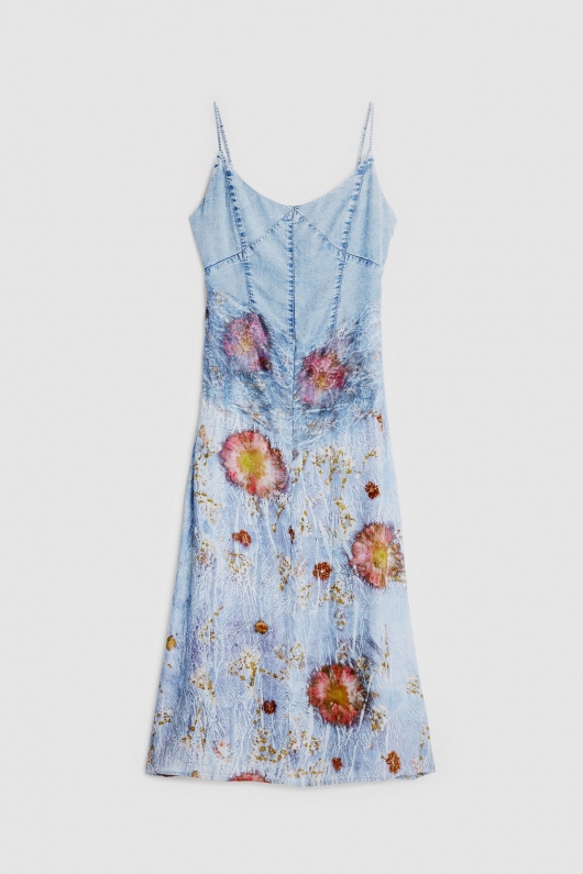 Rochie midi cu dantelă și print floral