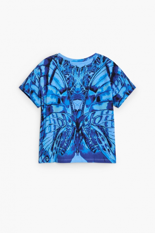 TRICOU ALBASTRU CU PRINT FLUTURE