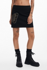FUSTA MINI NEAGRA CU DETALIU FLUTURE
