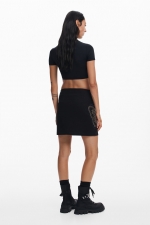 FUSTA MINI NEAGRA CU DETALIU FLUTURE