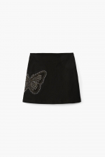 FUSTA MINI NEAGRA CU DETALIU FLUTURE