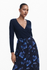 ROCHIE MIDI, ALBASTRA CU PRINT FLORAL