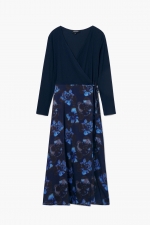 ROCHIE MIDI, ALBASTRA CU PRINT FLORAL