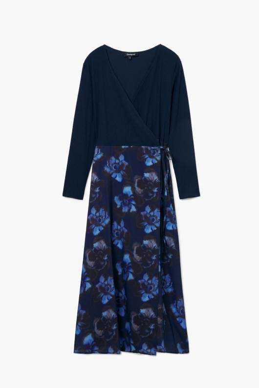 ROCHIE MIDI, ALBASTRA CU PRINT FLORAL
