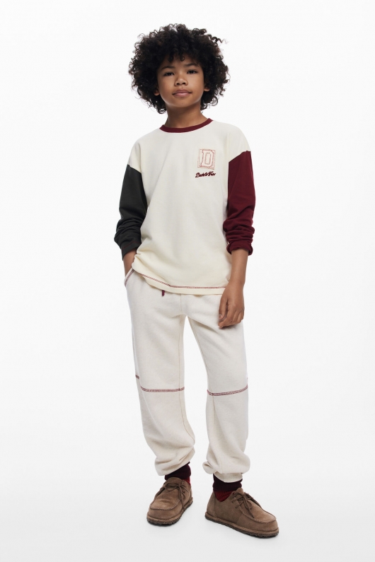 BLUZA DIN BUMBAC, CREM CU MANECI VISINII