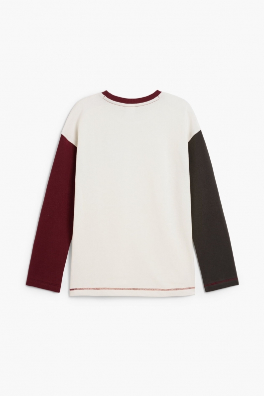 BLUZA DIN BUMBAC, CREM CU MANECI VISINII