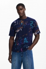 TRICOU ALBASTRU CU PRINT