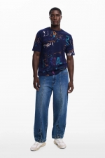 TRICOU ALBASTRU CU PRINT