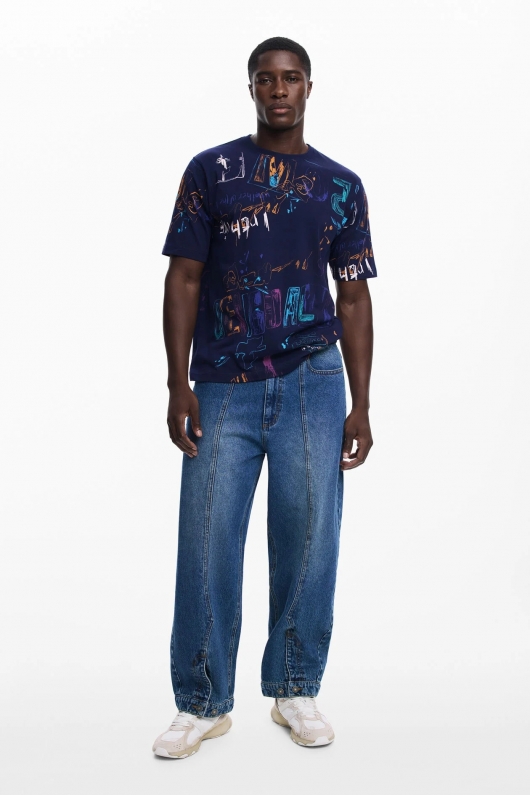 TRICOU ALBASTRU CU PRINT