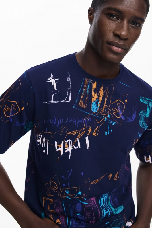 TRICOU ALBASTRU CU PRINT
