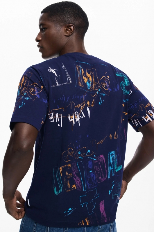 TRICOU ALBASTRU CU PRINT