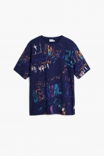 TRICOU ALBASTRU CU PRINT
