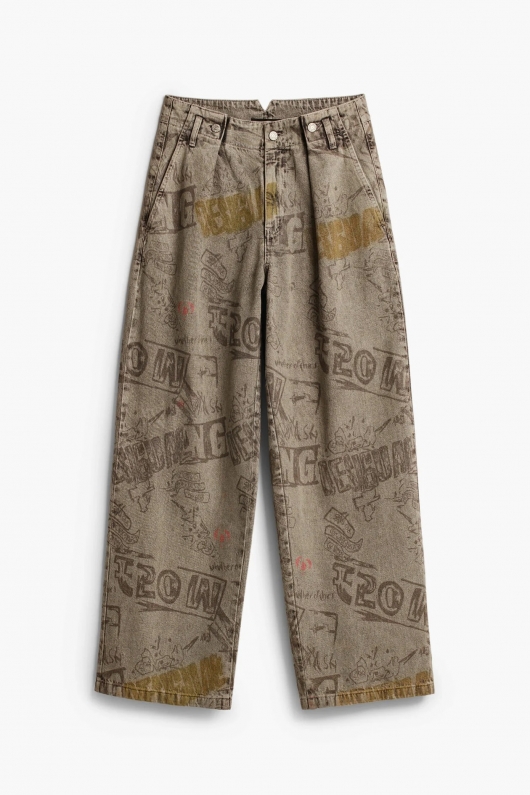 PANTALONI DENIM CU PRINT