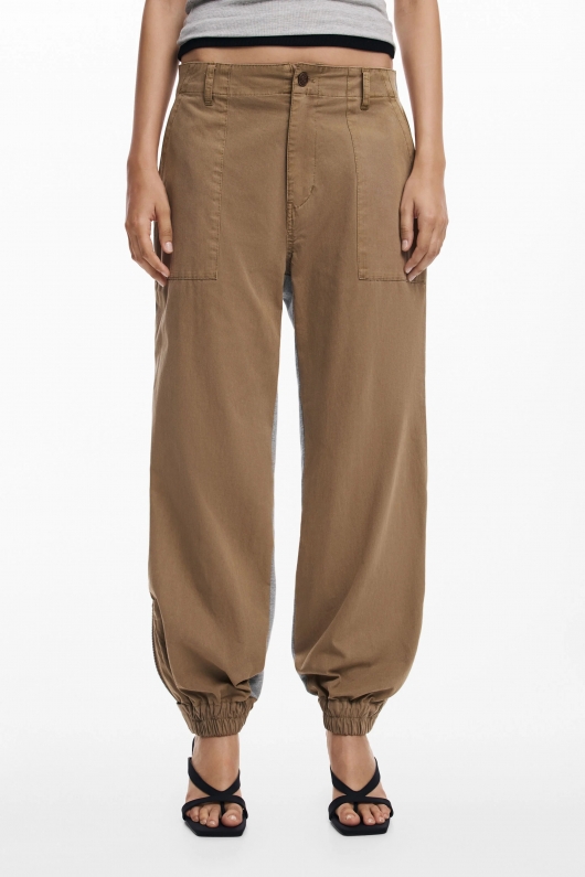 PANTALONI JOGGER CU DOUA TIOURI DE MATERIALE