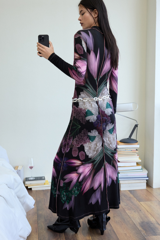 ROCHIE LUNGA CU PRINT FLORAL