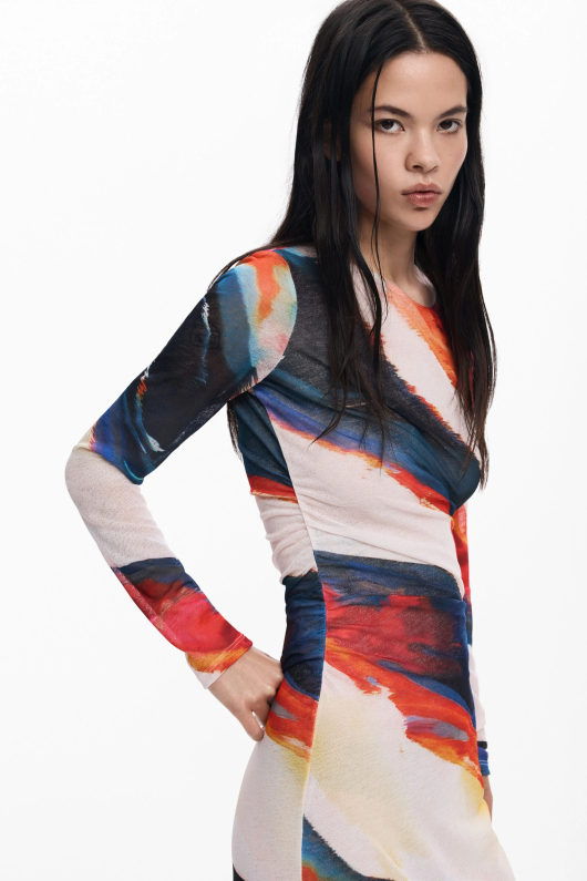 ROCHIE MULTICOLORA CU PRINT