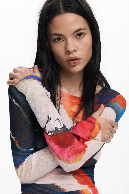 ROCHIE MULTICOLORA CU PRINT