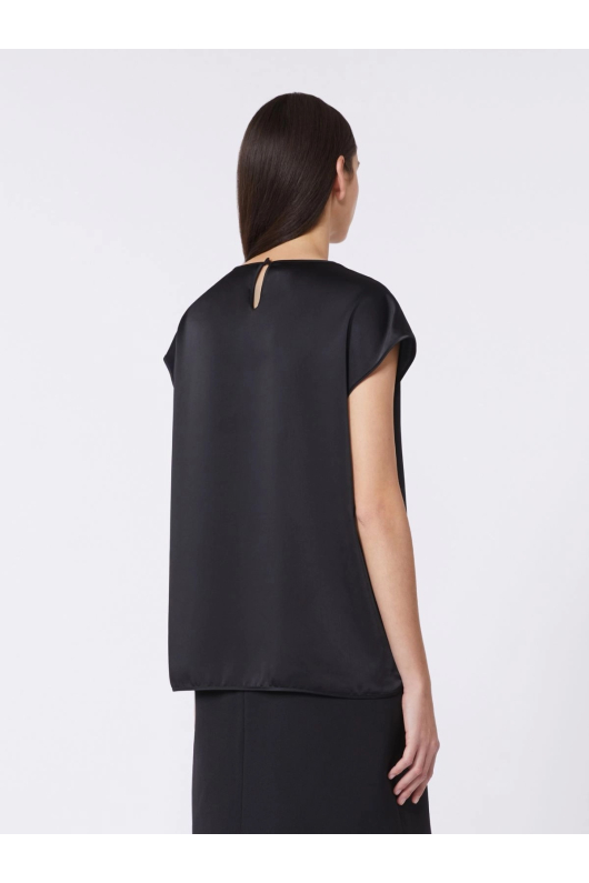 BLUZA NEAGRA SATINATA, CU DANTELA