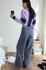 PANTALONI DENIM CU FIR METALIZAT