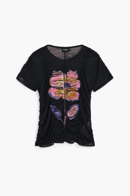 Tricou din tul cu flori