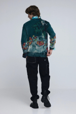 PULOVER CU PRINT, MATERIAL TEXTURAT