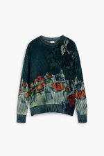 PULOVER CU PRINT, MATERIAL TEXTURAT