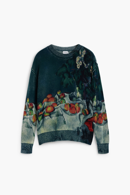 PULOVER CU PRINT, MATERIAL TEXTURAT