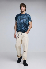 Tricou cu maneca scurta si print mozaic