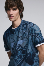 Tricou cu maneca scurta si print mozaic