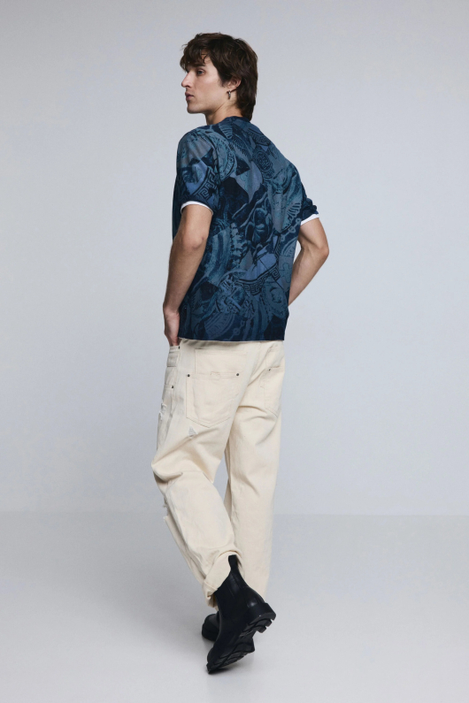 Tricou cu maneca scurta si print mozaic