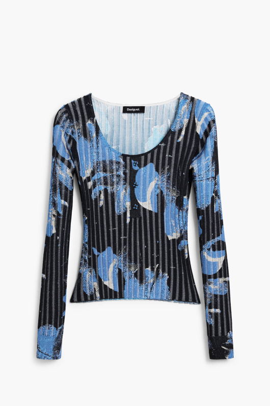 Pulover subtire cu textura florala