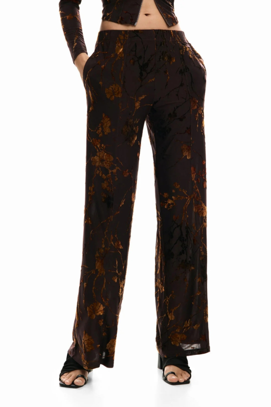 PANTALONI LUNG CU PRINT ORIENTAL