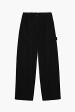 Pantaloni negri, drepti cu buzunare