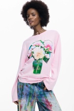 BLUZA ROZ CU PRINT FLORAL