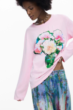BLUZA ROZ CU PRINT FLORAL