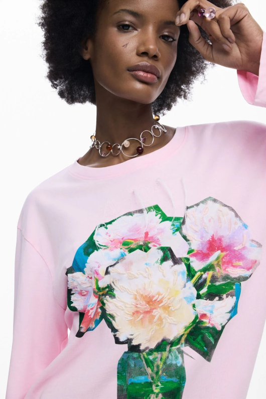 BLUZA ROZ CU PRINT FLORAL
