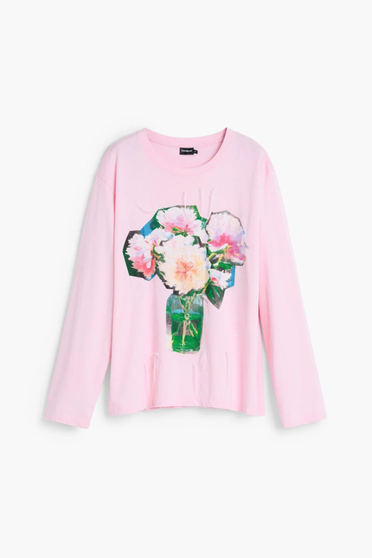 BLUZA ROZ CU PRINT FLORAL