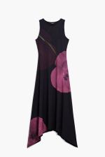 Rochie asimetrica cu floare mac