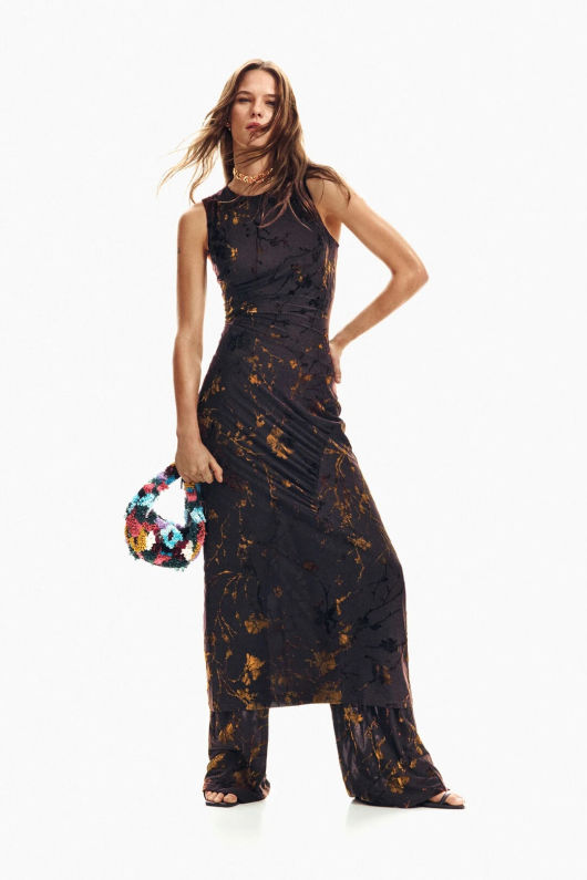 Rochie midi cu print oriental