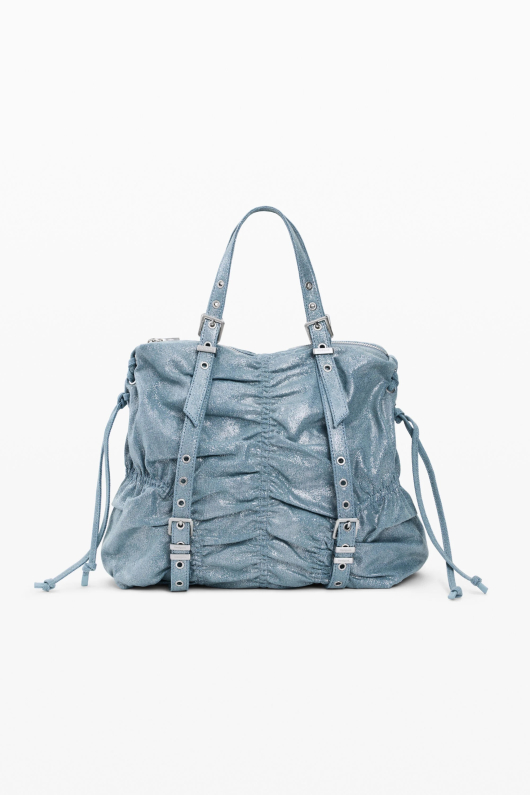 RUCSAC/GEANTA MEDIE, DIN DENIM PLISAT