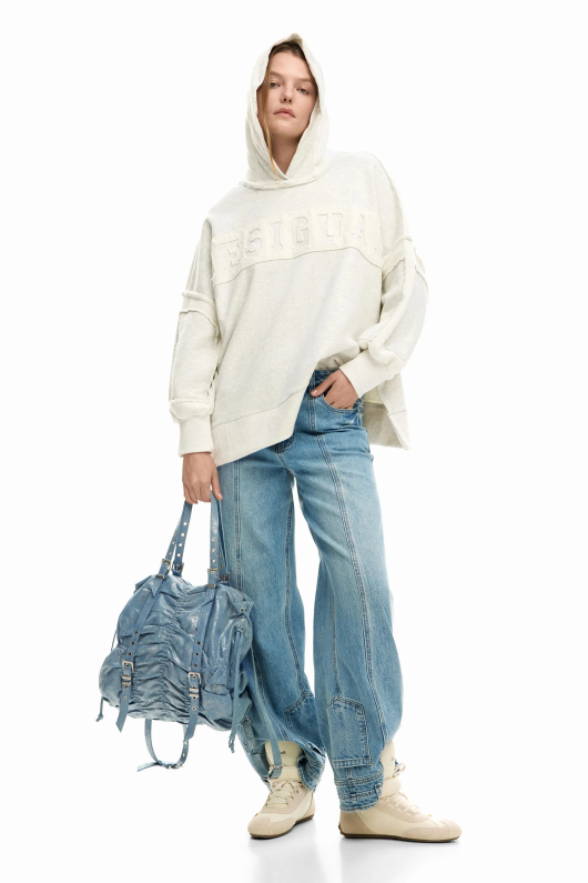 RUCSAC/GEANTA MEDIE, DIN DENIM PLISAT