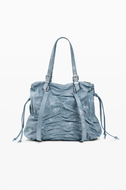 RUCSAC/GEANTA MEDIE, DIN DENIM PLISAT